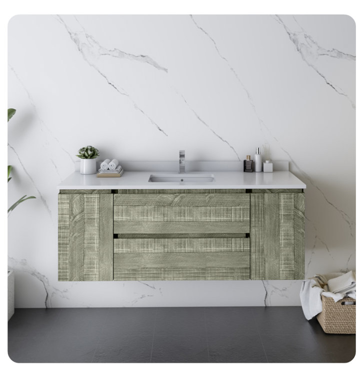 Formosa 53" Gray Acacia Wall-Mounted Single Sink Vanity
