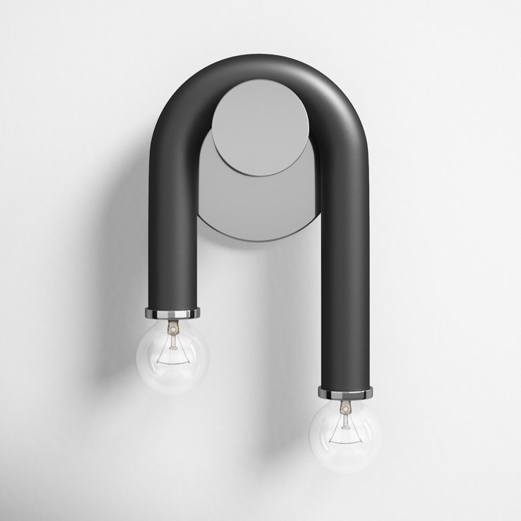 Whit Polished Nickel & Black 2-Light Dimmable Wall Sconce