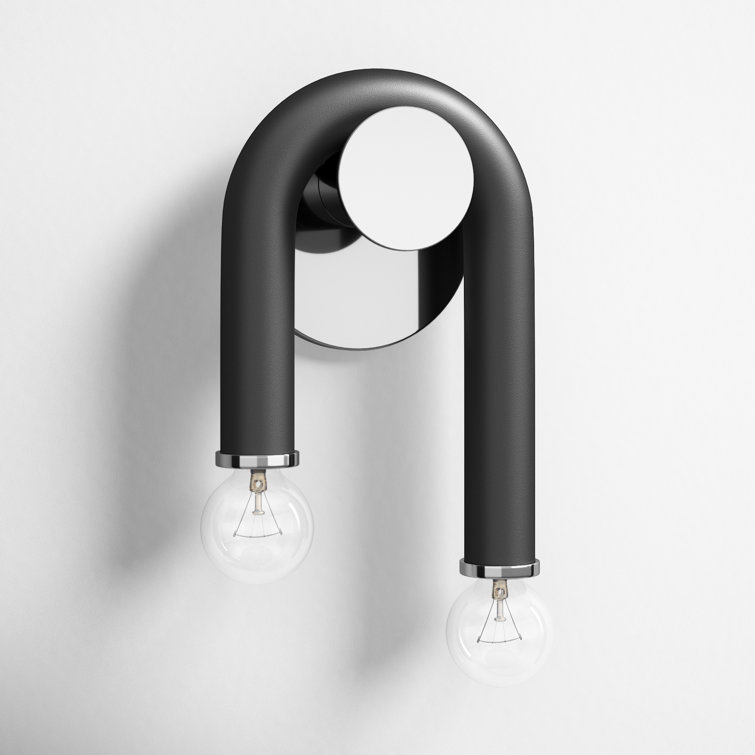 Whit Polished Nickel & Black 2-Light Dimmable Wall Sconce