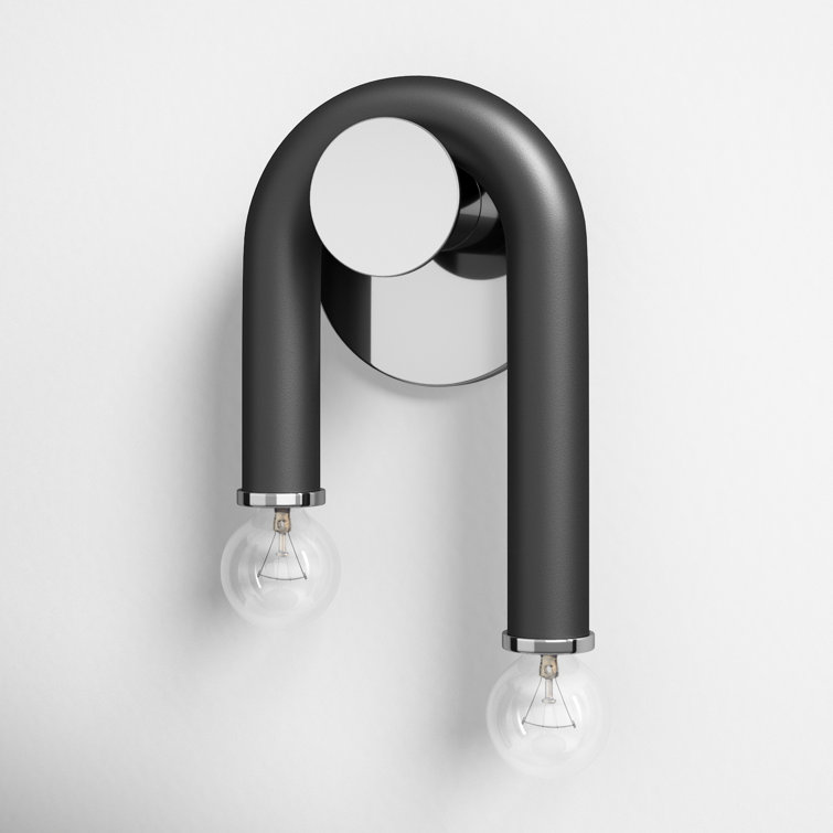 Whit Polished Nickel & Black 2-Light Dimmable Wall Sconce