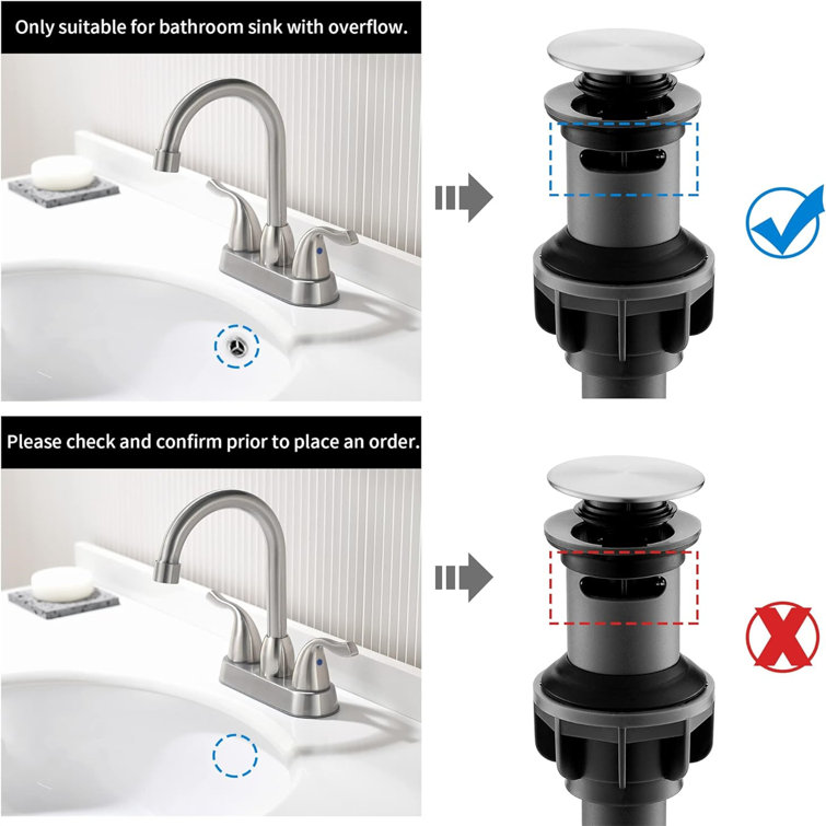 Brushed Nickel Stainless Steel Centerset Bathroom Faucet with Pop-up Drain