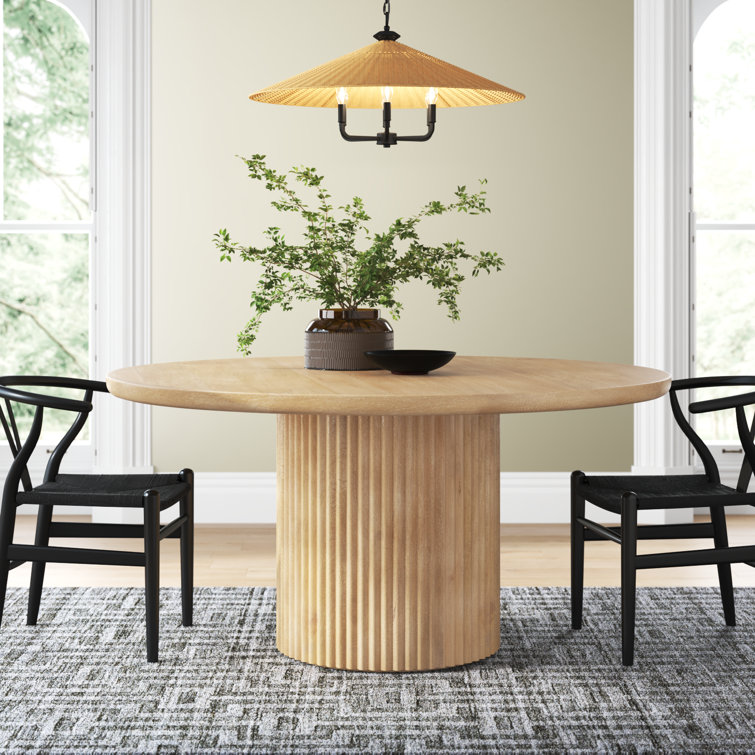 Chessa 60'' Light Brown Round Solid Wood Dining Table