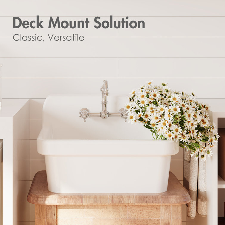 Mason 24-inch White Ceramic Farmhouse Wall Mount Utility Sink