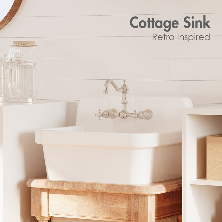 Mason 24-inch White Ceramic Farmhouse Wall Mount Utility Sink