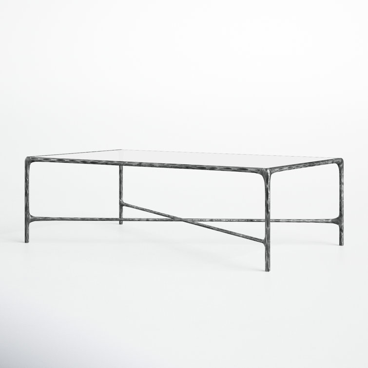 Evelynn Rectangular Silver Iron and Glass Coffee Table