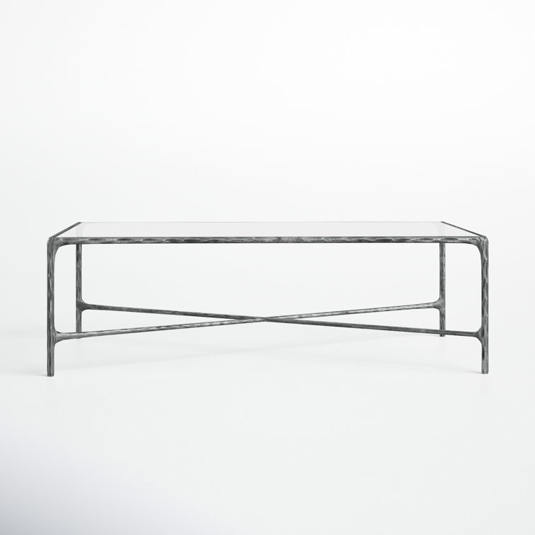 Evelynn Rectangular Silver Iron and Glass Coffee Table