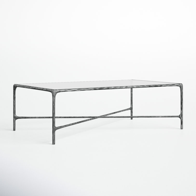 Evelynn Rectangular Silver Iron and Glass Coffee Table