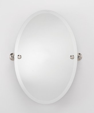 Transitional Frameless Oval Vanity Wall Mirror with Beveled Edge