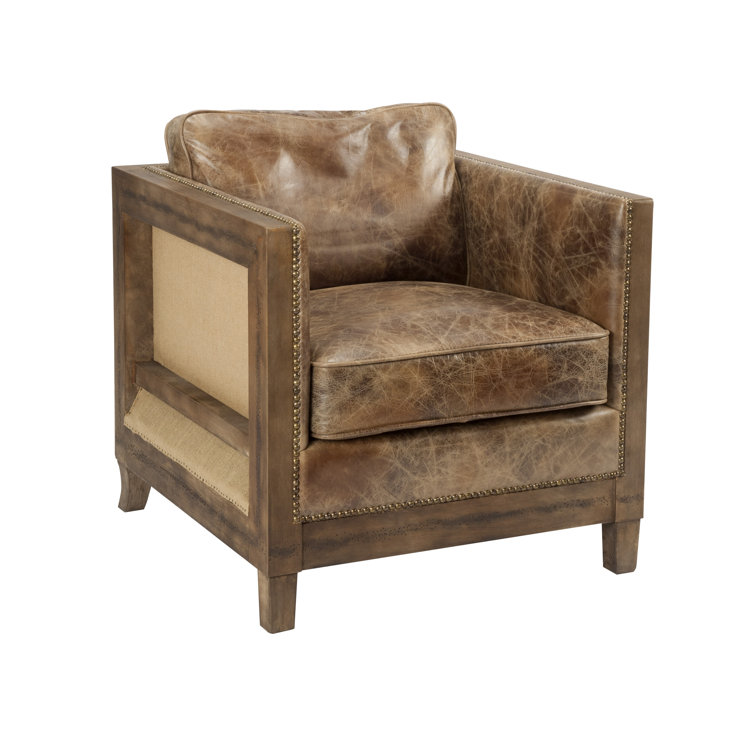 Darlington 28" Light Brown Top Grain Leather Club Chair