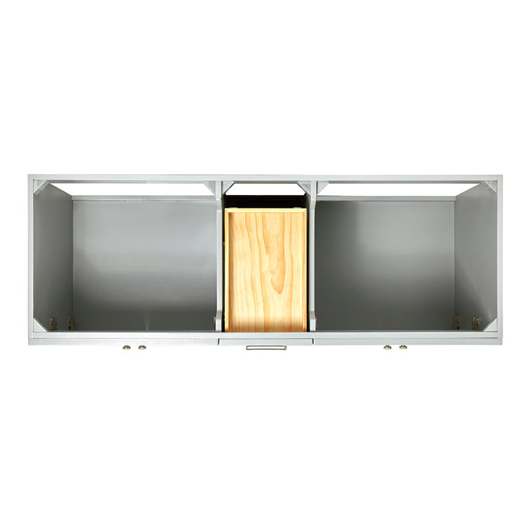 Hamlet 60" Gray Double Freestanding Vanity Cabinet with Nickel Hardware