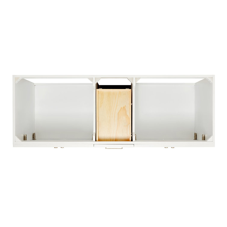 White Double Freestanding Bathroom Vanity Base with Nickel Hardware