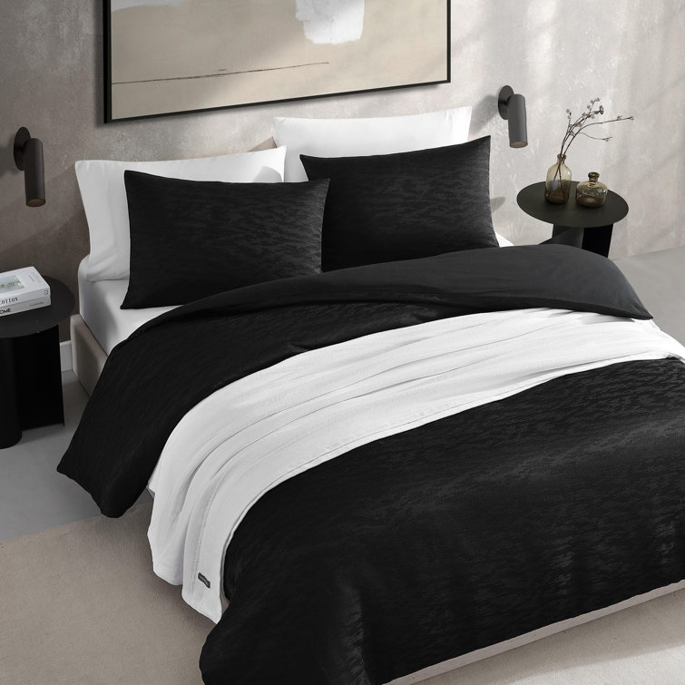 King Black Microfiber Reversible Comforter Set with Shams