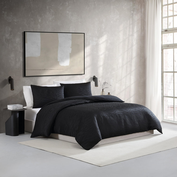 King Black Microfiber Reversible Comforter Set with Shams