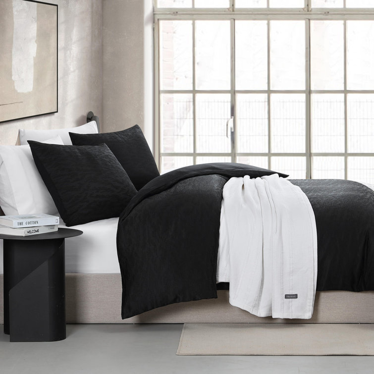 King Black Microfiber Reversible Comforter Set with Shams