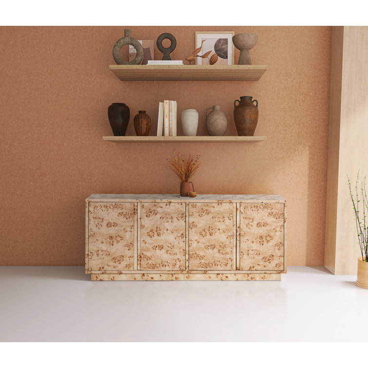 Breyson 72'' Burl Solid Wood Sideboard with Four Doors