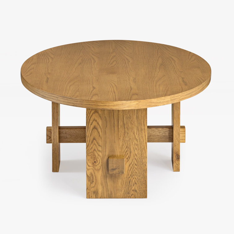 Oak and MDF Oval Coffee Table with Natural Grain