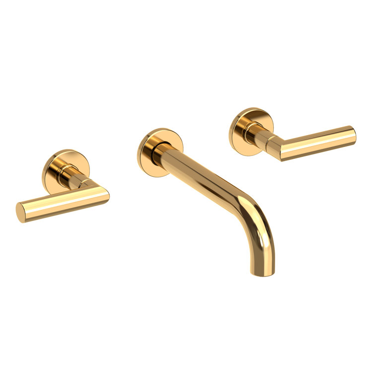 Polished Brass Wall Mount Bathroom Faucet Set