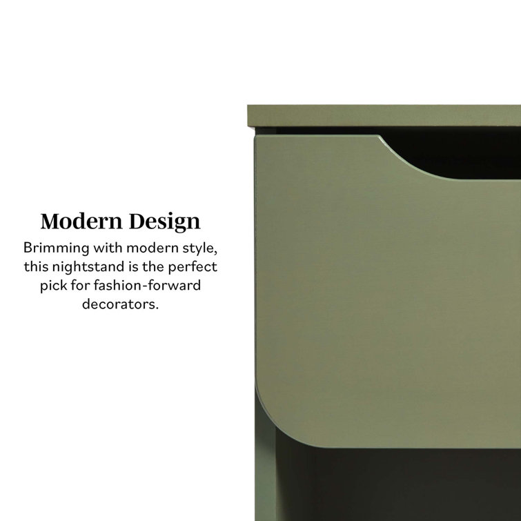 Scandi Minimalist Green 1-Drawer Nightstand