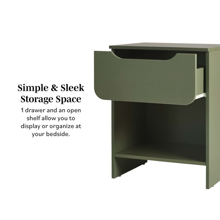 Scandi Minimalist Green 1-Drawer Nightstand