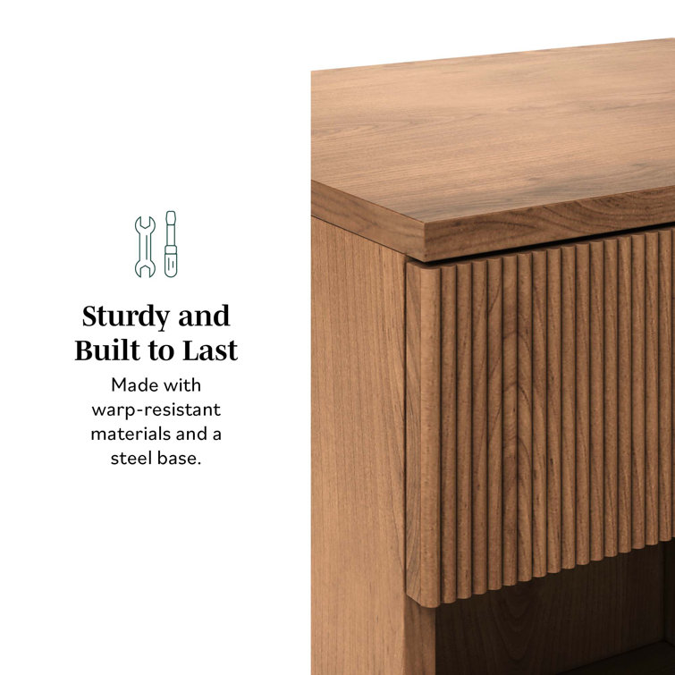 Mocha 1-Drawer Nightstands with Open Cubby, Set of 2