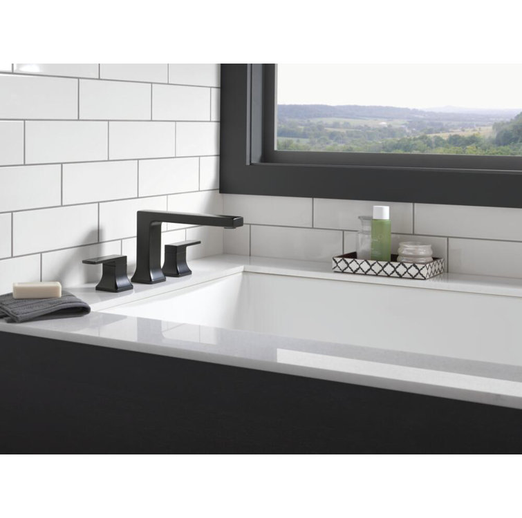 Matte Black Brass Roman Tub Faucet with Clean Curves