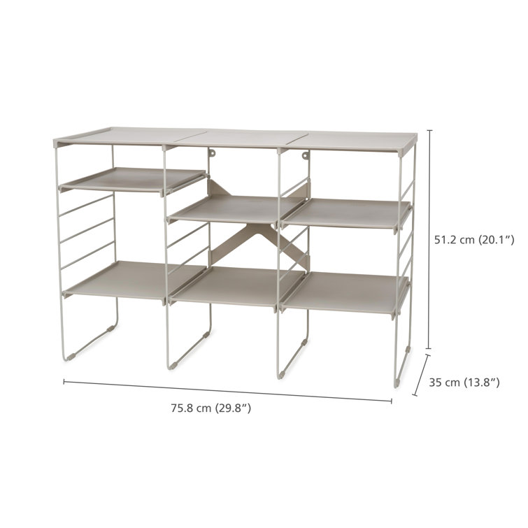 Adjustable Off-White Metal Stackable Shoe Rack