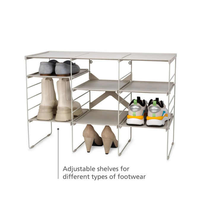 Adjustable Off-White Metal Stackable Shoe Rack