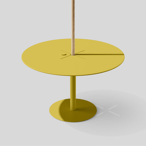 Sunny Yellow 48'' Metal Outdoor Dining Table with Umbrella Base