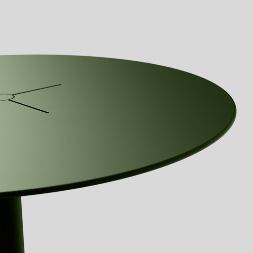 Olive Green 48'' Metal Outdoor Dining Table with Pedestal Base