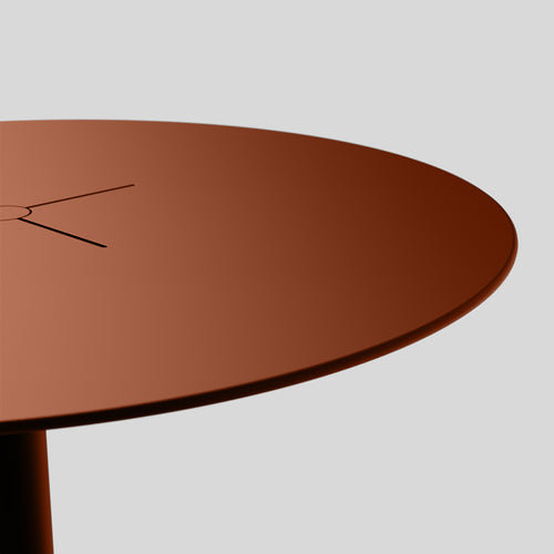 Rust 48'' Round Metal Outdoor Dining Table with Pedestal Base