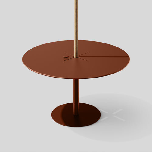 Rust 48'' Round Metal Outdoor Dining Table with Pedestal Base