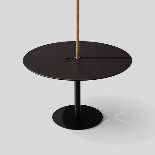 Charcoal Round Metal Outdoor Dining Table with Pedestal Base