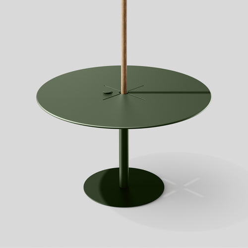Olive Green 48'' Metal Outdoor Dining Table with Pedestal Base