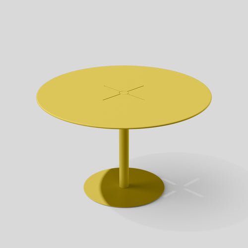 Sunny Yellow 48'' Metal Outdoor Dining Table with Umbrella Base