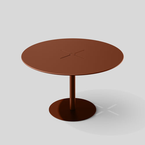Rust 48'' Round Metal Outdoor Dining Table with Pedestal Base