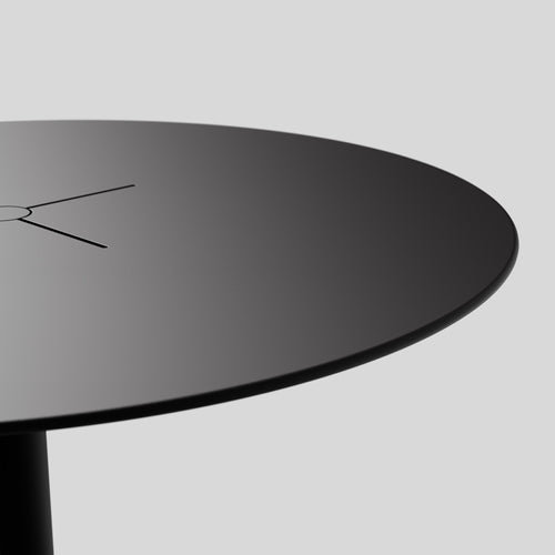 Charcoal Round Metal Outdoor Dining Table with Pedestal Base