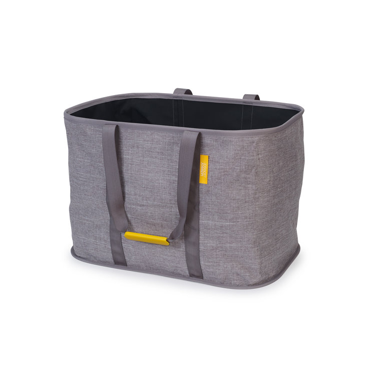 Gray 55-Liter Collapsible Fabric Laundry Basket with Woven Handles