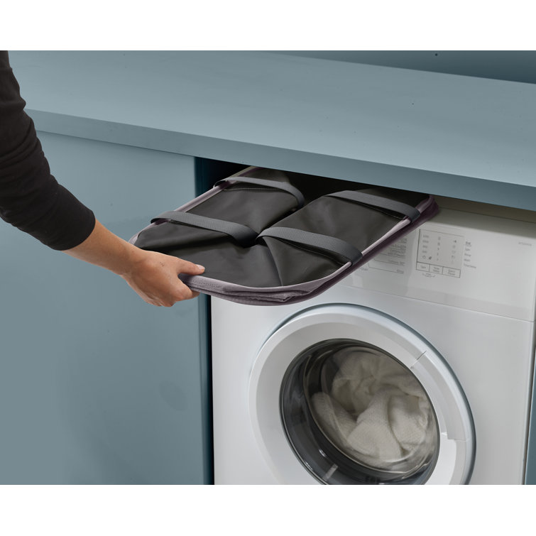 Gray 55-Liter Collapsible Fabric Laundry Basket with Woven Handles