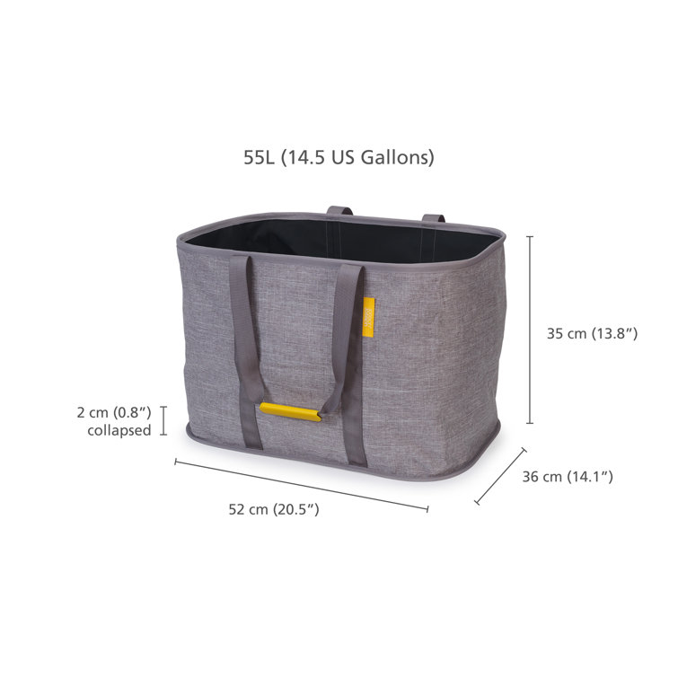 Gray 55-Liter Collapsible Fabric Laundry Basket with Woven Handles