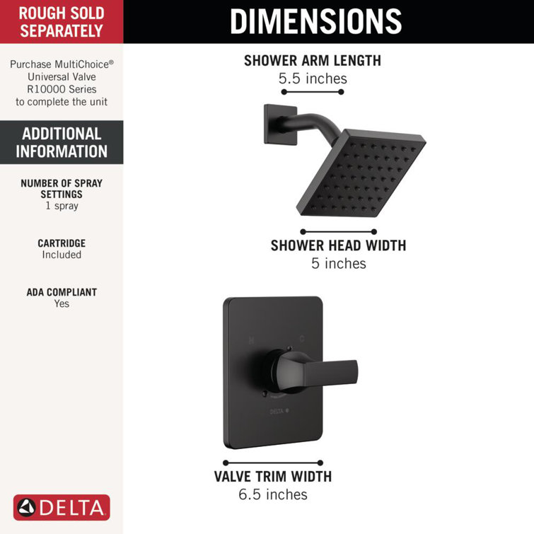 Matte Black Square Multi-Head Wall Mounted Shower Set