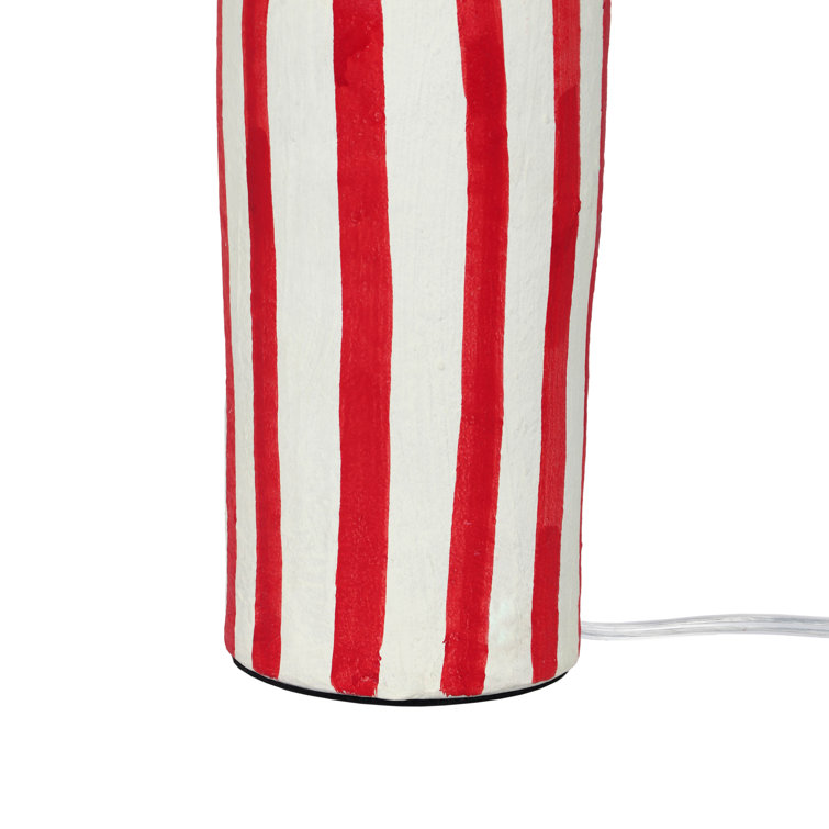 Maiori Red and White Striped Papier Mache Table Lamp