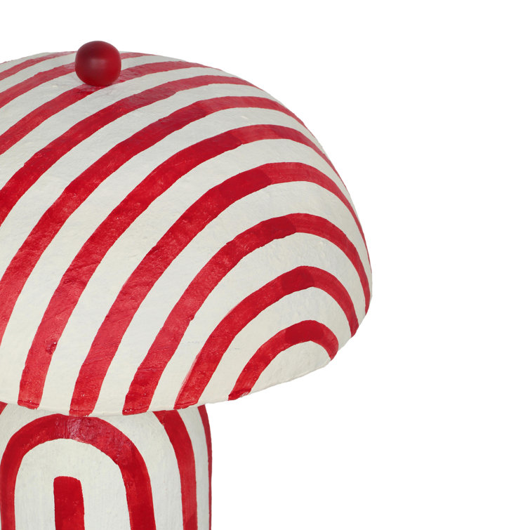 Maiori Red and White Striped Papier Mache Table Lamp