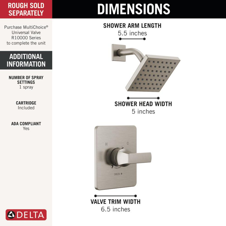 Velum Stainless Steel Square Multi-Head Shower Faucet Set