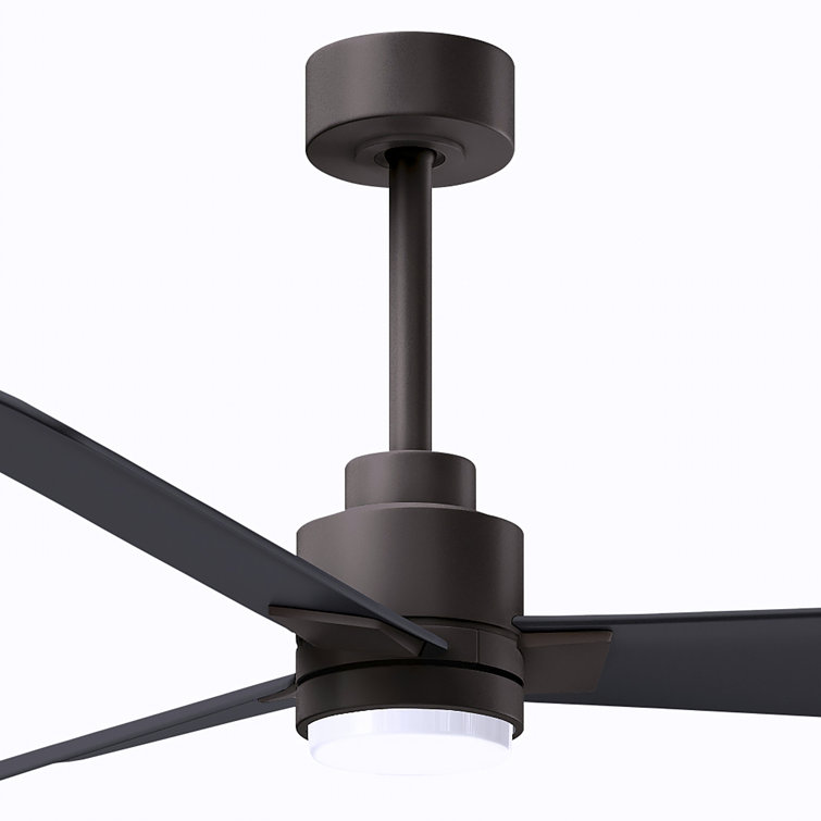 42" Textured Bronze Ceiling Fan with Matte Black Blades and LED Light