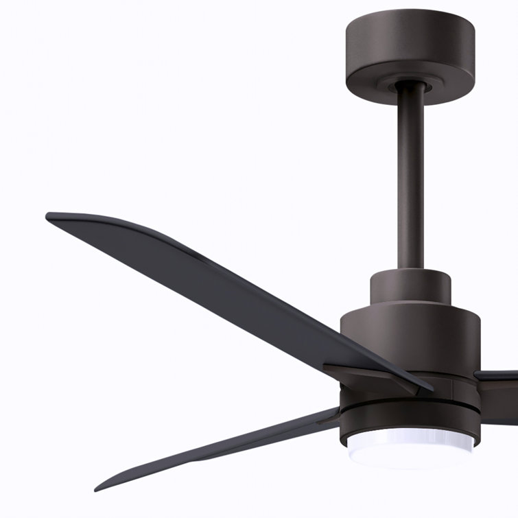 42" Textured Bronze Ceiling Fan with Matte Black Blades and LED Light