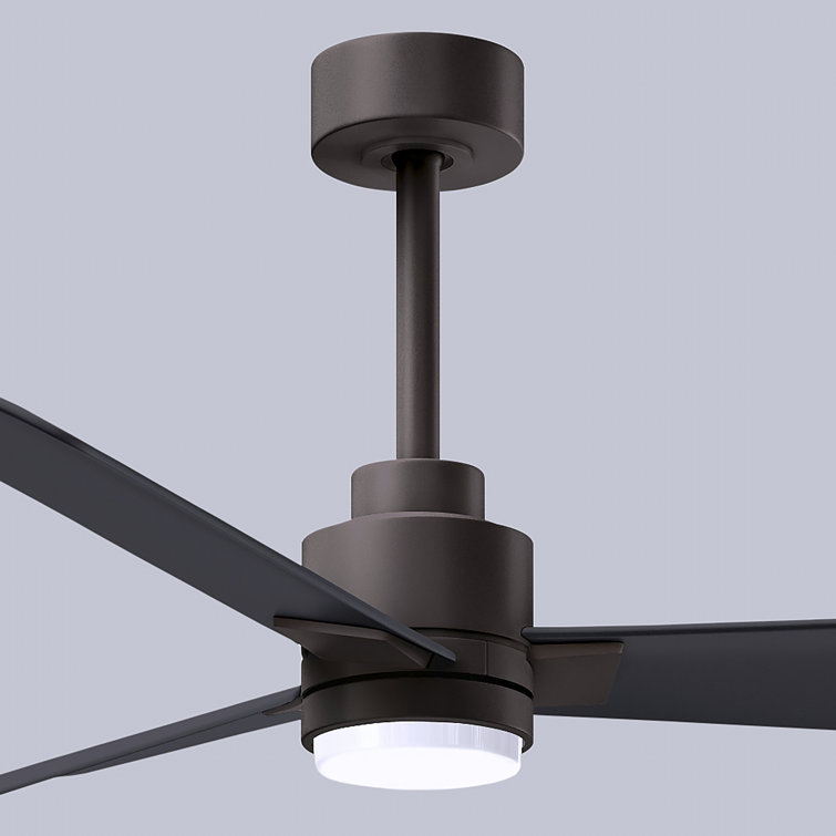 42" Textured Bronze Ceiling Fan with Matte Black Blades and LED Light