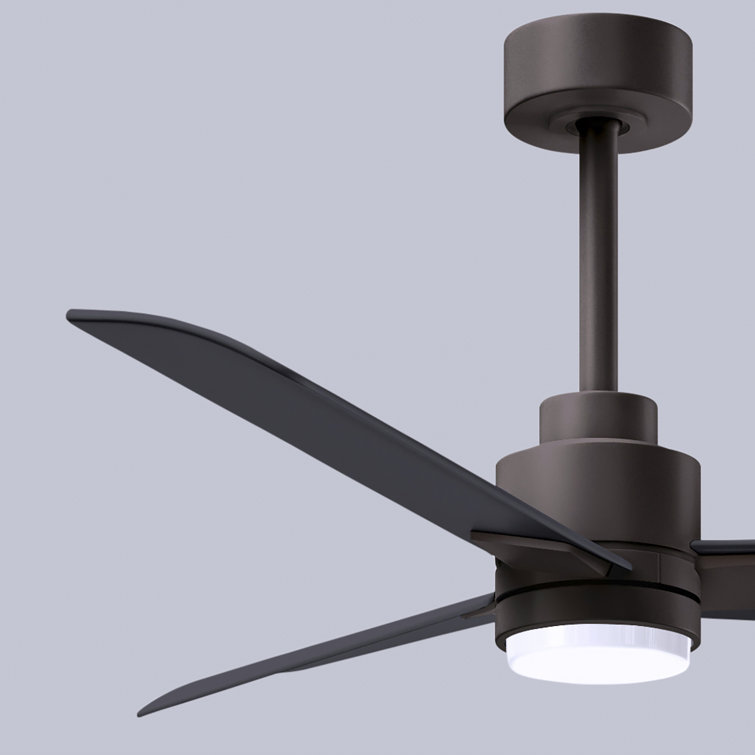 42" Textured Bronze Ceiling Fan with Matte Black Blades and LED Light