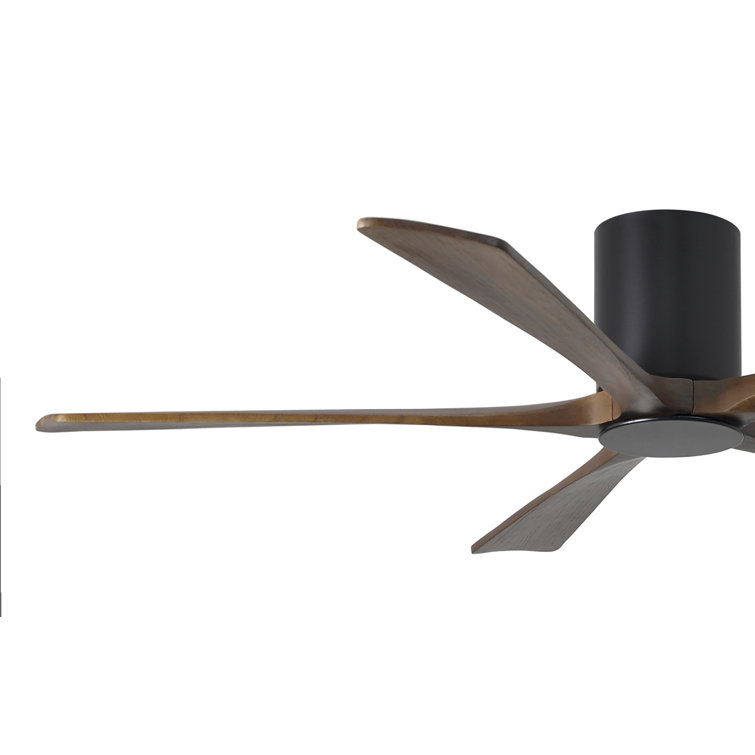 Matte Black 52" Ceiling Fan with Walnut Solid Wood Blades and LED Light