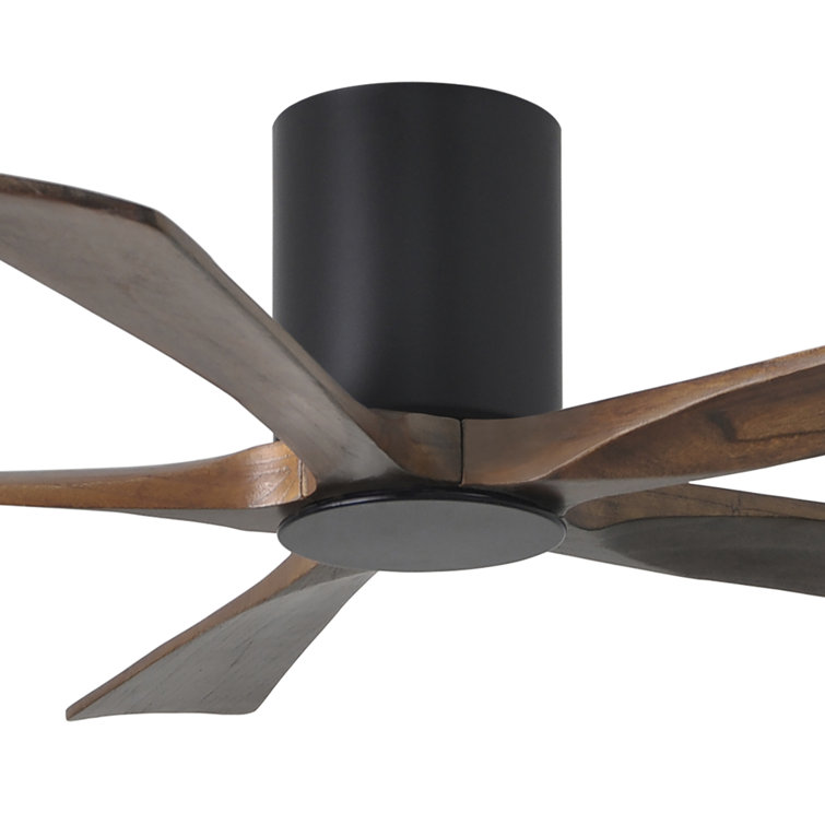 Matte Black 52" Ceiling Fan with Walnut Solid Wood Blades and LED Light