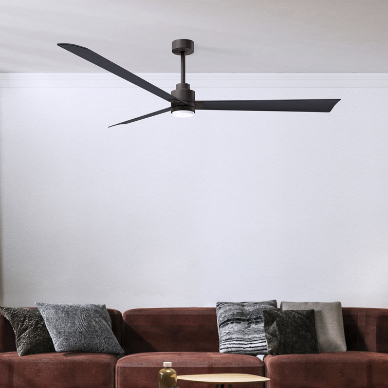 42" Textured Bronze Ceiling Fan with Matte Black Blades and LED Light